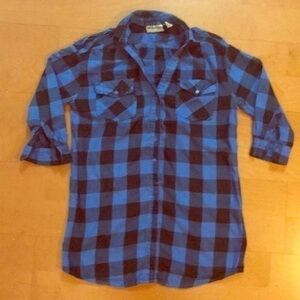 Blue and black Plaid Top‎ Size Small